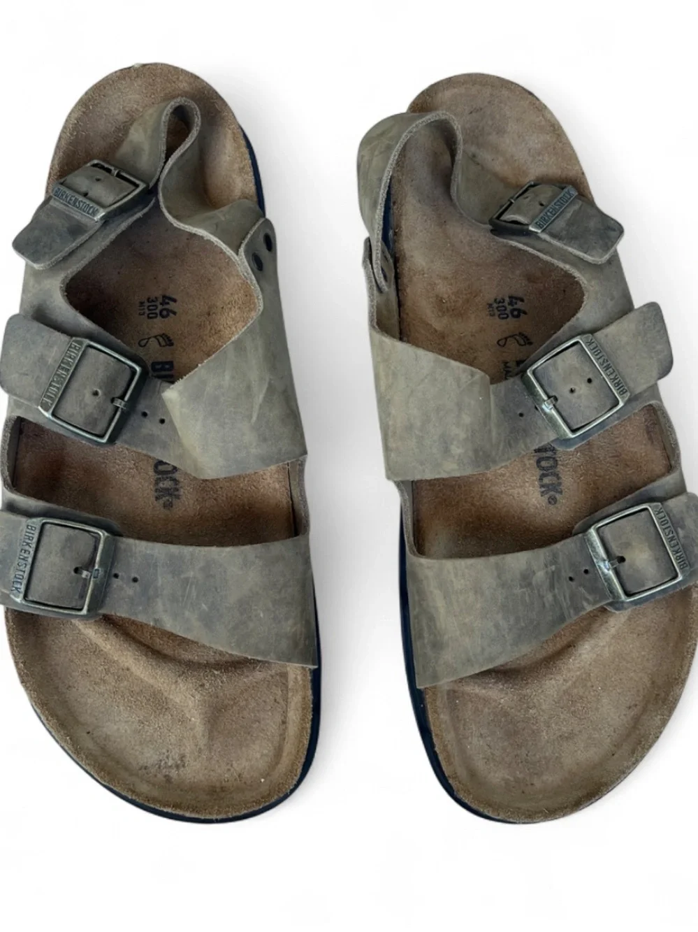Birkenstock Men's Milano Crosstown Waxy Leather Two Strap Sandals Size 13 EU 46